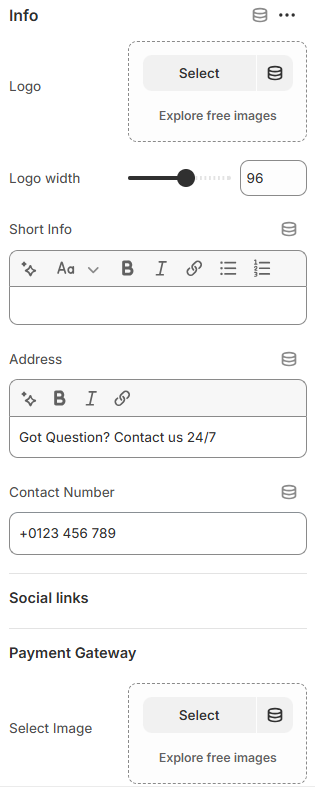 footer settings